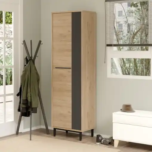 Dulap de pantofi Scarpiera, natural/antracit, 57.2x35.5x185.6 cm Ofertă