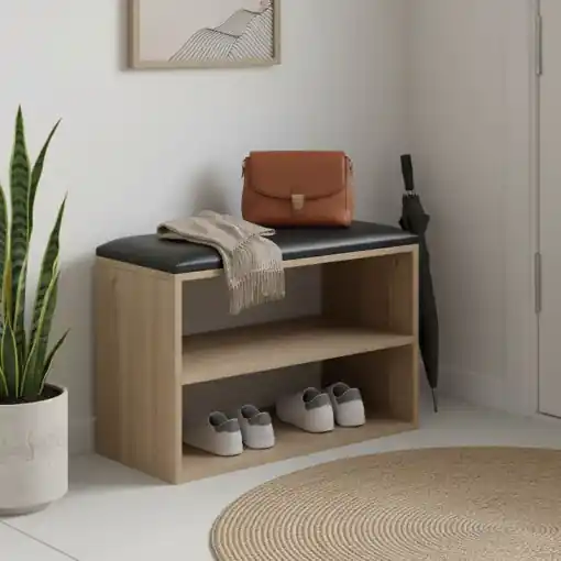 Bancă cu suport pantofi Kiana, natural, 60x32x44 cm Comandă acum