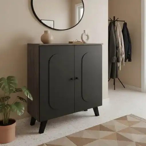 Cumpără acum Dulap de pantofi Cathi, natural/antracit, 80x34x95 cm
